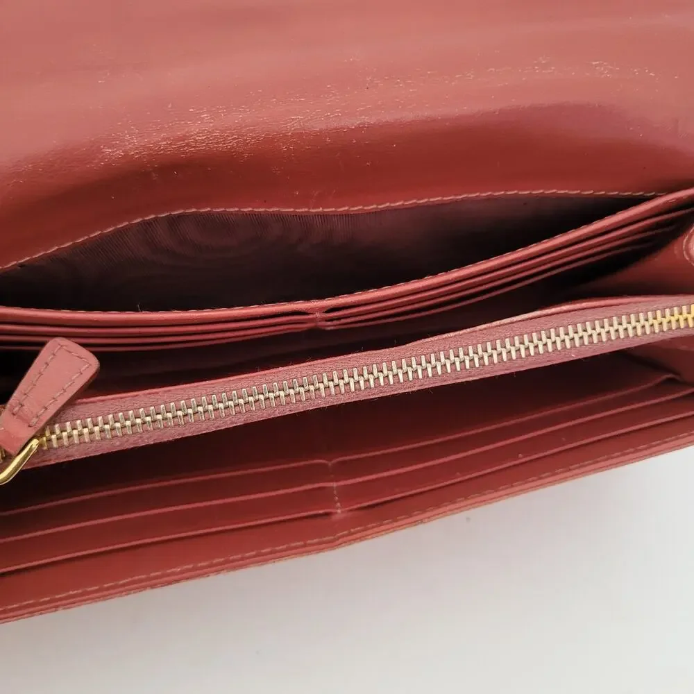 Miu Miu Croc-Embossed Leather Wallet in Light Brown